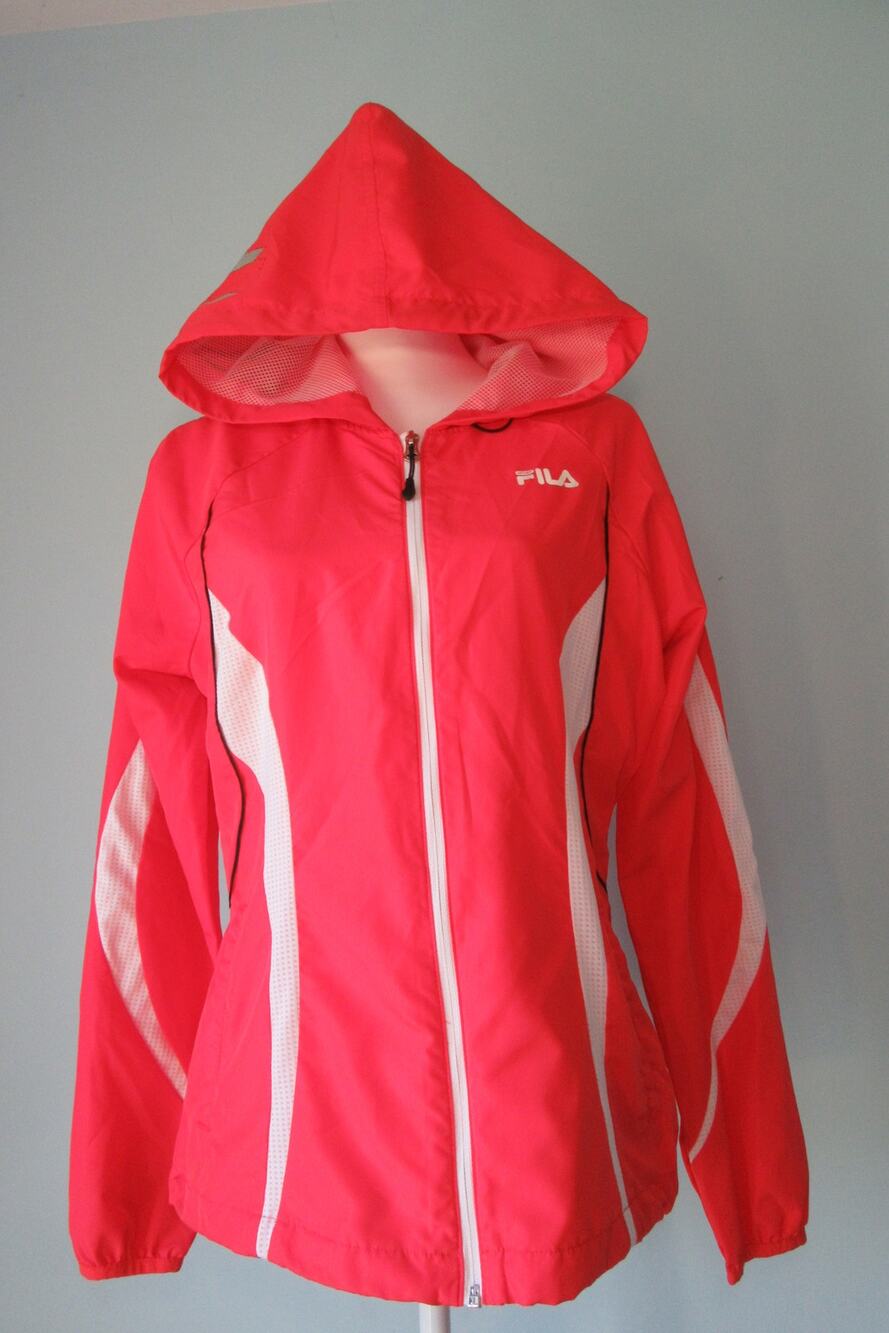 FILA Sport Full Zip Hooded Mesh Lined Windbreaker Red Women's Medium
